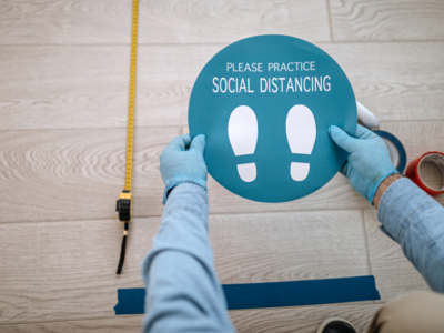 Image of social distancing floor sticker