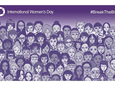 International Women's Day 2022 at Outsource UK - #BreakTheBias and drawings of diverse women