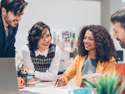 People at work smiling